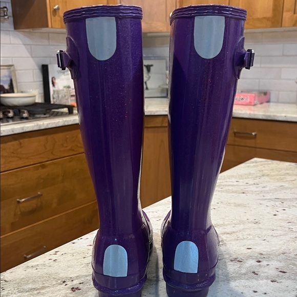 Hunter Glossy Sparkle Violet Boots - Picture 7 of 8